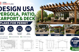 design USA pergola, patio, carport and deck plans for permit