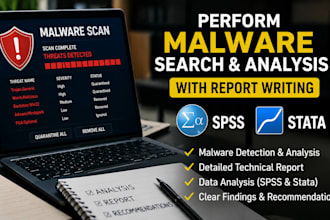 perform malware search and analysis with report writing spss, stata
