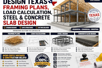 design texas framing plans, load calculation, steel and concrete slab design