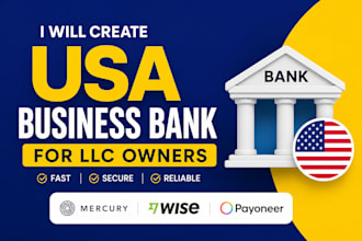 create business USA bank for llc owners, mercury wise payoneer USA bank creation