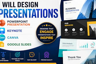 design, update powerpoint presentation, keynote , canva, and google slides