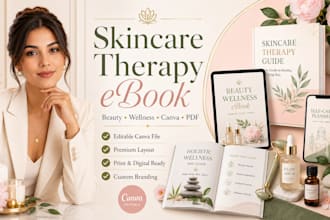 design skincare therapy ebook editable canva beauty wellness guide pdf layout