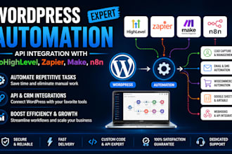 do wordpress automation, API integration with gohighlevel, zapier, make, n8n