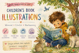 draw whimsical watercolor picture book cover illustration