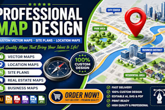 design custom vector map, map illustration, location map and site plan