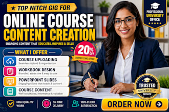 create online course content, elearning course curriculum, and training manual