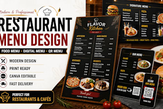 design modern restaurant menu, digital signage, food menu and digital menu
