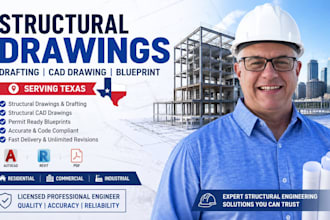 design structural engineer drawings, cad drafting, and blueprints in texas