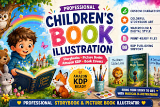 illustrate childrens book and storybook picture book and book cover
