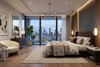 design 3d bedroom interior with rendering