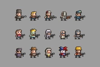 create pixel art characters, 2d pixel art sprites, pixel art animations