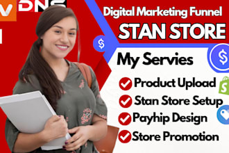 setup 7figure shopify digital product store, etsy shop, stan store digital store