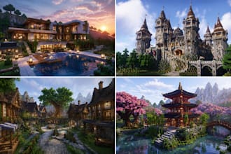 build custom minecraft modern house, mansion, villa, survival base
