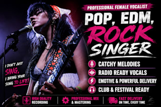female singer edm vocalist female pop singer pop rock singer edm ghost producer
