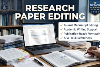 edit research papers, journal manuscripts and academic articles professionally