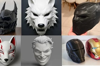 3d helmet, 3d mask 3d halloween helmet cosplay armor stl, 3d head bust