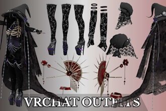 create custom vrchat outfits, assets, clothing fitting, accessories, vr props