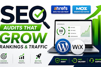 do ahrefs moz for wordpress wix SEO audit, onpage off page boost goggle ranking