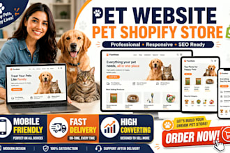 design pet care website pet shopify store pet website