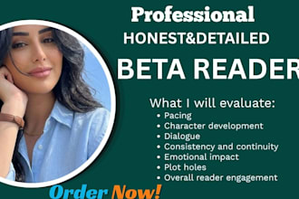 professionally beta read critique and review your book