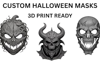 design a custom 3d printable halloween mask and horror helmet