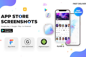 design app screenshort for app store, playstore, ios, google play screenshots ui