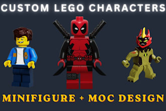 do custom 3d lego minifigures, characters and collectible moc designs