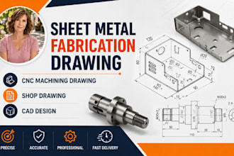 sheet metal fabrication drawing, cnc machining drawing, shop drawing, cad desig