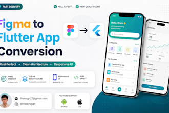 convert figma to flutter responsive mobile app with clean code