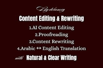 edit, rewrite, and translate arabic and english content