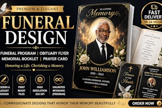 design a premium funeral program, obituary flyer, memorial booklet