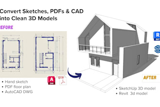 convert your PDF, dwg or hand sketch into a  3d model