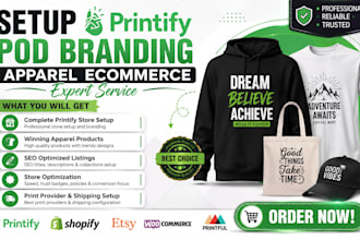 setup printify pod branding apparel ecommerce expert service