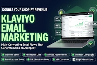 be your klaviyo email marketing expert, setup klaviyo email flows for shopify