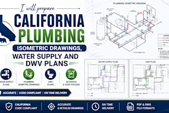 prepare california plumbing isometric drawings, water supply and dwv plans