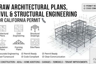 draw architectural plans, civil and structural engineering for california permit