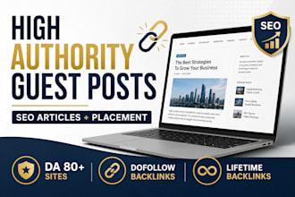 publish high authority guest posts with permanent SEO backlinks