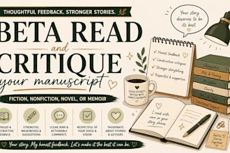 beta read and critique your manuscript, fiction, nonfiction, novel, or memoir