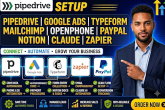 integrate pipedrive google ads typeform mailchimp openphone jobber notion claude
