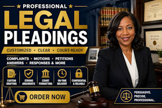 draft civil complaints, motions, petitions and legal pleadings