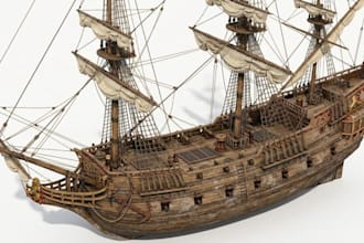 create a realistic 3d ship model, yatch, boat or vessel in blender