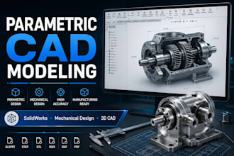create parametric 3d cad models, mechanical design and solidworks parts