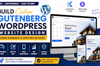 build custom gutenberg wordpress website design using kadence, spectra block