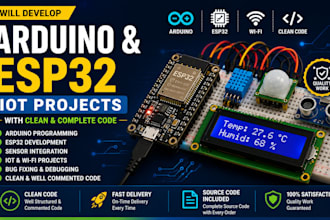 develop arduino and esp32 iot projects with complete code