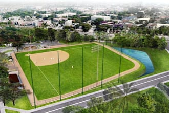 ue5 3d sport complex,baseball field design,2d masterplan layout,cgi golf course