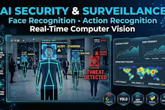 do real time computer vision system for ai security, face and action recognition
