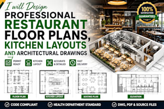 design professional restaurant floor plans, kitchen layouts architecture drawing