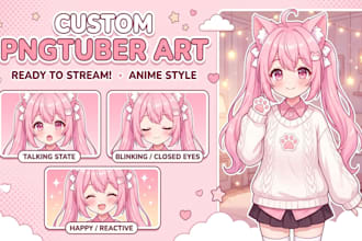 draw a custom reactive anime pngtuber model for streaming