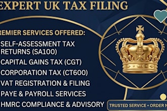 prepare and file UK self assessment tax return, vat and corporation tax