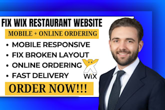 fix wix restaurant website mobile broken layout responsive online ordering setup